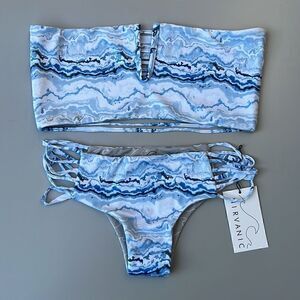 NWT Nirvanic CRYSTAL WAVE ZARA TOP & KONA BOTTOM Swim Set Size M